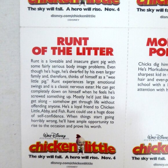 NEW 2005 DISNEY CHICKEN LITTLE PROMOTIONAL PREMIERE TRADING CARD SHEET - Picture 14 of 14